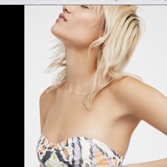 Free People ivory multi Tribal Strapless Dress S - Picture 4 of 5